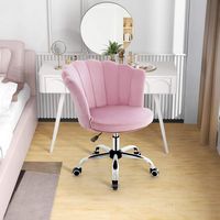 Costway - Petal Shell Velvet Adjustable Swivel Armchair - Pink - Alternate Views