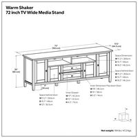 Simpli Home - Warm Shaker SOLID WOOD 72 inch TV Media Stand in Russet Brown For TVs up to 80 inch... - Alternate Views