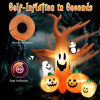 Costway - 8 FT Halloween Inflatable Dead Tree w/ Pumpkins Blow up Yard Decoration - Orange - Alternate Views