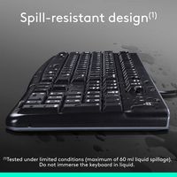 Logitech - K120  Full-size Wired Membrane Keyboard for PC with Spill-Resistant Design - Black - Alternate Views