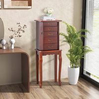 Costway - Jewelry Cabinet Storage Chest Stand Organizer Wood Box for Home - Walnut - Alternate Views