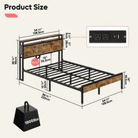 Bestier - Bed Frame Platform Bed with Storage Headboard LED Lights and Charging Station Full - Brown - Alternate Views