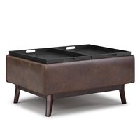 Simpli Home - Owen Tray Top Small Coffee Table Storage Ottoman - Distressed Chestnut Brown - Alternate Views