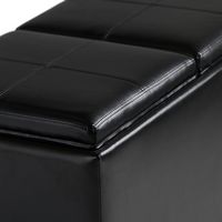 Simpli Home - Avalon Rectangular Faux Leather 5 Piece Storage Ottoman - Midnight Black - Alternate Views