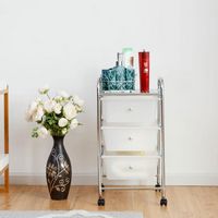 Costway - 3 Drawers Metal Rolling Storage Cart Scrapbook Supply & Paper Home Office - Clear - Alternate Views