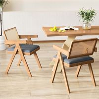 Costway Set of 4 Rattan Accent Chairs Leathaire Dining Chairs Modern Living Room Chairs - Gray + ... - Alternate Views