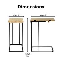 Serta - Harton Rustic Expandable C Side Table - Natural Wood - Alternate Views