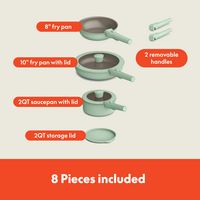 Bella - Fits-anywhere Kitchenware: 8-Piece Ceramic Nonstick Cookware Set with Removable Handles -... - Alternate Views