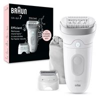 Braun - Silk-épil 7 Epilator, Wet and Dry, Wide Head, Includes Shaver Head and Trimmer Comb - Whi... - Alternate Views