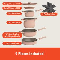 Bella - Fits-anywhere Kitchenware: 9-Piece Store More Ceramic Nonstick Cookware Set - Blossom - Alternate Views