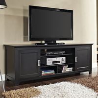 Walker Edison - Traditional Sliding Door TV Stand Cabinet for Most TVs Up to 78