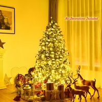 Costway - 6ft Pre-lit PVC Christmas Fir Tree Hinged 8 Flash Modes w/ 650 LED Light - Green - Alternate Views