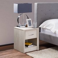 CorLiving - Newport 1 Drawer Nightstand - White Washed Oak - Alternate Views