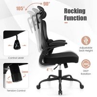 Costway Mesh Office Chair with Adaptive Lumbar Support Flip-up Padded Armrests Headrest - Black - Alternate Views