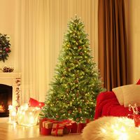 Costway - 6 FT Pre-Lit Christmas Tree 3-Minute Quick Shape with Quick Power Connector Timer - Green - Alternate Views