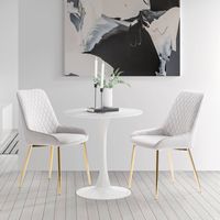 CorLiving - Ivo Marble Top Pedestal Bistro Table - White - Alternate Views