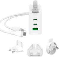 j5create - 65W GaN USB-C® 3-Port Travel Charger with changeable AC plugs and USB-C® cable - White - Alternate Views