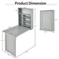 Costway - Wall Mounted Computer Convertible Desk with Bookcases - Grey - Alternate Views