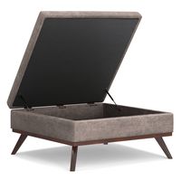 Simpli Home - Owen XL Square Coffee Table Storage Ottoman - Distressed Grey Taupe - Alternate Views