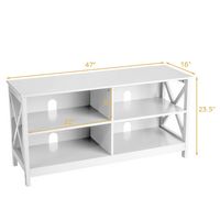 Costway - TV Stand Entertainment Media Center for TV's up to 55'' with Storage Shelves - White - Alternate Views
