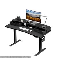 HUANUO - Adjustable Standing Desk with Riser & Drawers - 55″ x 26″ - Black - Alternate Views