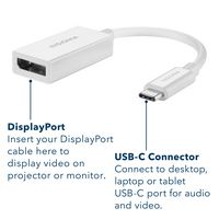 Insignia™ - USB-C to DisplayPort Adapter - White - Alternate Views