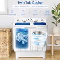Costway - Portable Mini Compact Twin Tub 20 lb. Washing Machine Washer Spin Dryer - White - Alternate Views