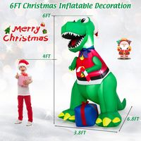 Costway - 6FT Inflatable Christmas Dinosaur Dinosaur Decoration with LED Lights & Gift Box - Mult... - Alternate Views