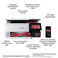 Epson - EcoTank® Photo ET-8500 Wireless Color All-in-One Supertank Printer - White - Alternate Views