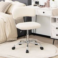 Costway - Swivel Adjustable Faux Fur Computer Desk Chair - White - Alternate Views