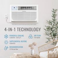 Keystone - 12,000 BTU 550 Sq. Ft.  230V Through-the-Wall Air Conditioner with 10,600 BTU Suppleme... - Alternate Views