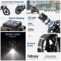 HiBoy - U3 Electric Scooter with Seat, 500W Motor, Neon Lights, 25-Mile Range & 20 mph Max Speed,... - Alternate Views