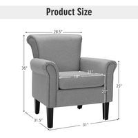 Costway - Modern Upholstered Accent Chair with Rubber Wood Legs - Light Gray - Alternate Views