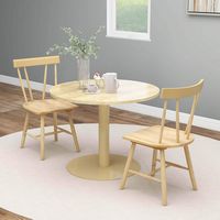 Costway Dining Chairs Set of 2 Windsor Chairs Wood Armless Chairs with Solid Rubber Wood - Natural - Alternate Views