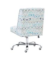 Linon Home Décor - Donora Glasses Print Fabric Adjustable Office Chair With Chrome Base - Blue - Alternate Views