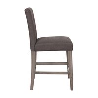 CorLiving - Leila Fabric Square Tufted Counter Height Barstool - Charcoal Brown - Alternate Views