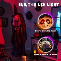 Costway - 6Ft Lighted and Animated Halloween Witch Outdoor Indoor Animatronic Halloween Decoratio... - Alternate Views