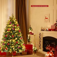 Costway - 5ft Pre-Lit Snowy Christmas Hinged Tree 11 Flash Modes w/ 250 Multi-Color Lights - Gree... - Alternate Views