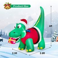 Costway 6FT Inflatable Christmas Dinosaur with LED Lights Gift Box & Blower Party Yard - Multicolor - Alternate Views