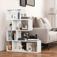 Costway - 1 PCS S-shaped Bookshelf Freestanding Stepped Etagere Bookcase with Anti-tipping Kits -... - Alternate Views