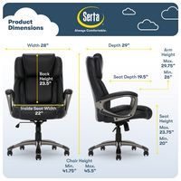 Serta - Garret Bonded Leather Executive Office Chair with Premium Cushioning - Black - Alternate Views