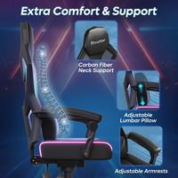 Bestier - Breathable Fabric Gaming Chair with RGB LED Lighting and Adjustable Armrests - Black - Alternate Views