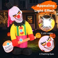 Costway - 6 x 8 ft Inflatable Head Turning Clown LED Lighted Animated Clown w/ Hammer & Flashing ... - Alternate Views