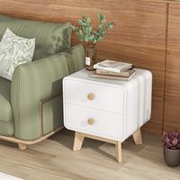 Costway - 1 PCS Nightstand Mid Century Modern Bedside Table with 2 Drawers Solid Rubber Wood Legs... - Alternate Views