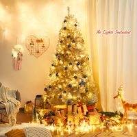Costway - 7.5Ft Hinged Unlit Artificial Tinsel Christmas Tree Holiday w/Metal Stand - Silver - Alternate Views