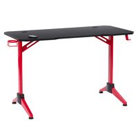 CorLiving - Conqueror Gaming Desk with LED Lights - Red and Black - Alternate Views