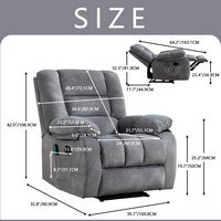 Bestier - Set of 2 Overstuffed Fabric Recliner Chairs with 8-Point Vibration Massage Manual Pull ... - Alternate Views