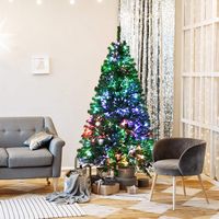 Costway - 6ft Pre-lit Fiber Optic PVC Artificial Christmas Tree w/ 617 Branch Tips - Green - Alternate Views