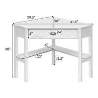 Costway - Triangle Corner Office Desk with Drawer Shelves - Rustic White - Alternate Views