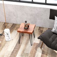 Costway 2 PCS Square End Table Accent Side Table Reclaimed Indonesia Teak Wood Plant Stand Patio ... - Alternate Views